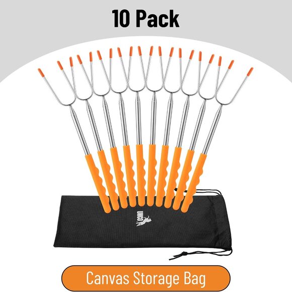 Marshmallow Roasting Sticks - 10 Pack, 45" Extendable Stainless - Picture 2 of 5